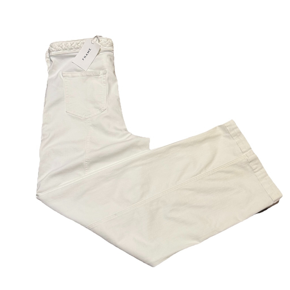 NWT FRAME Braided Wide Leg Jeans Women's Sz:32 White Waist High Rise - Picture 7 of 16